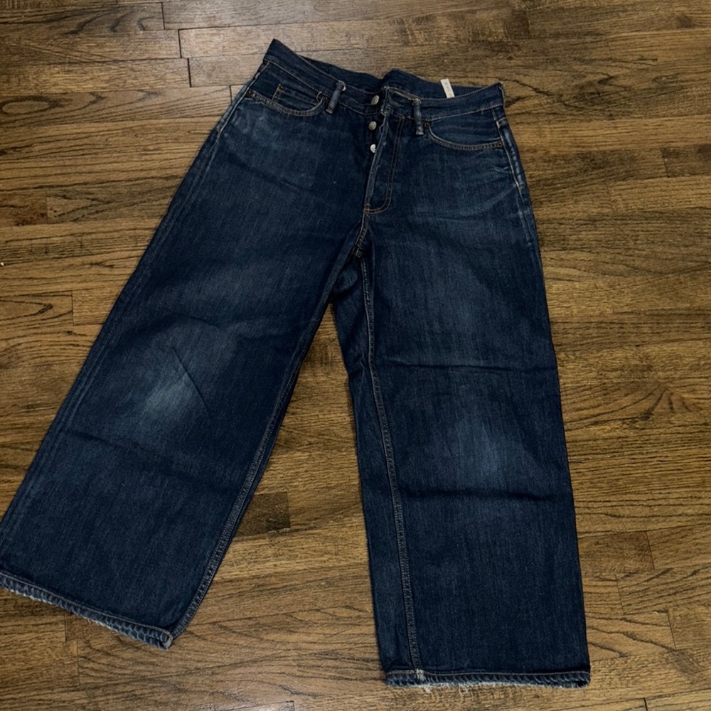 Wide-Leg Dark Denim Jeans